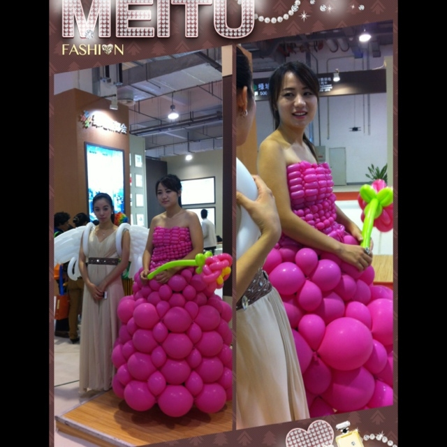 房博会里穿<em>气球</em>衣服的美女。呵呵,这个<em>裙子</em>时