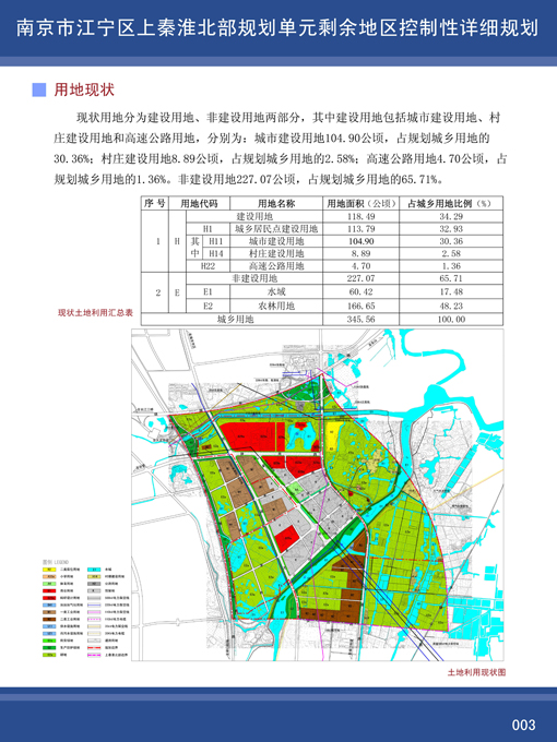 南京市江宁区上秦淮北部规划单元剩余地区控制性详细规划